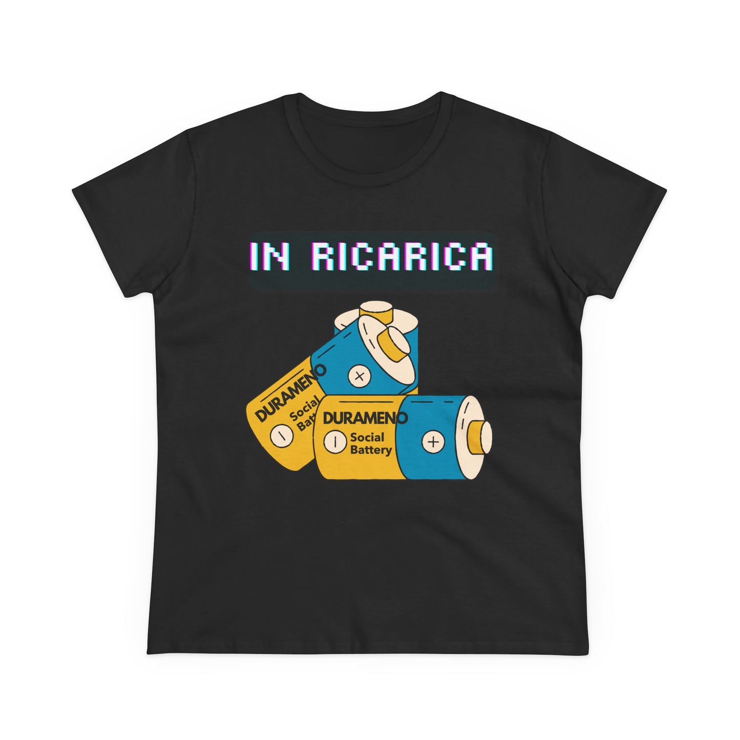 Retro Battery Graphic Cotton Tee - Recharge & Energize
