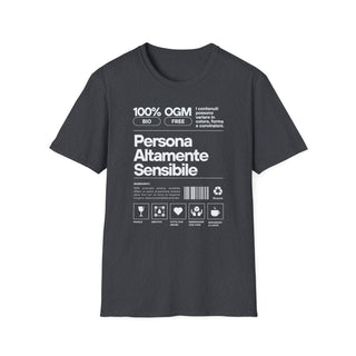 Persona Altamente Sensibile T-Shirt Unisex | Maglietta sensibilità ironica | T-shirt unisex carattere emotivo | Abbigliamento messaggio sensibile