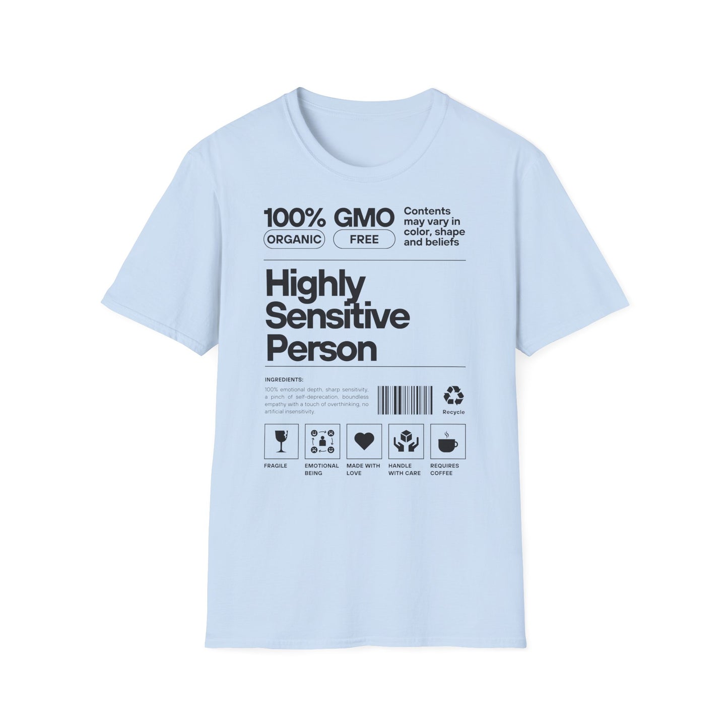 Highly Sensitive Person T-Shirt Unisex Tee | Sensitive personality unisex shirt | Emotional awareness t-shirt | Minimal statement tee