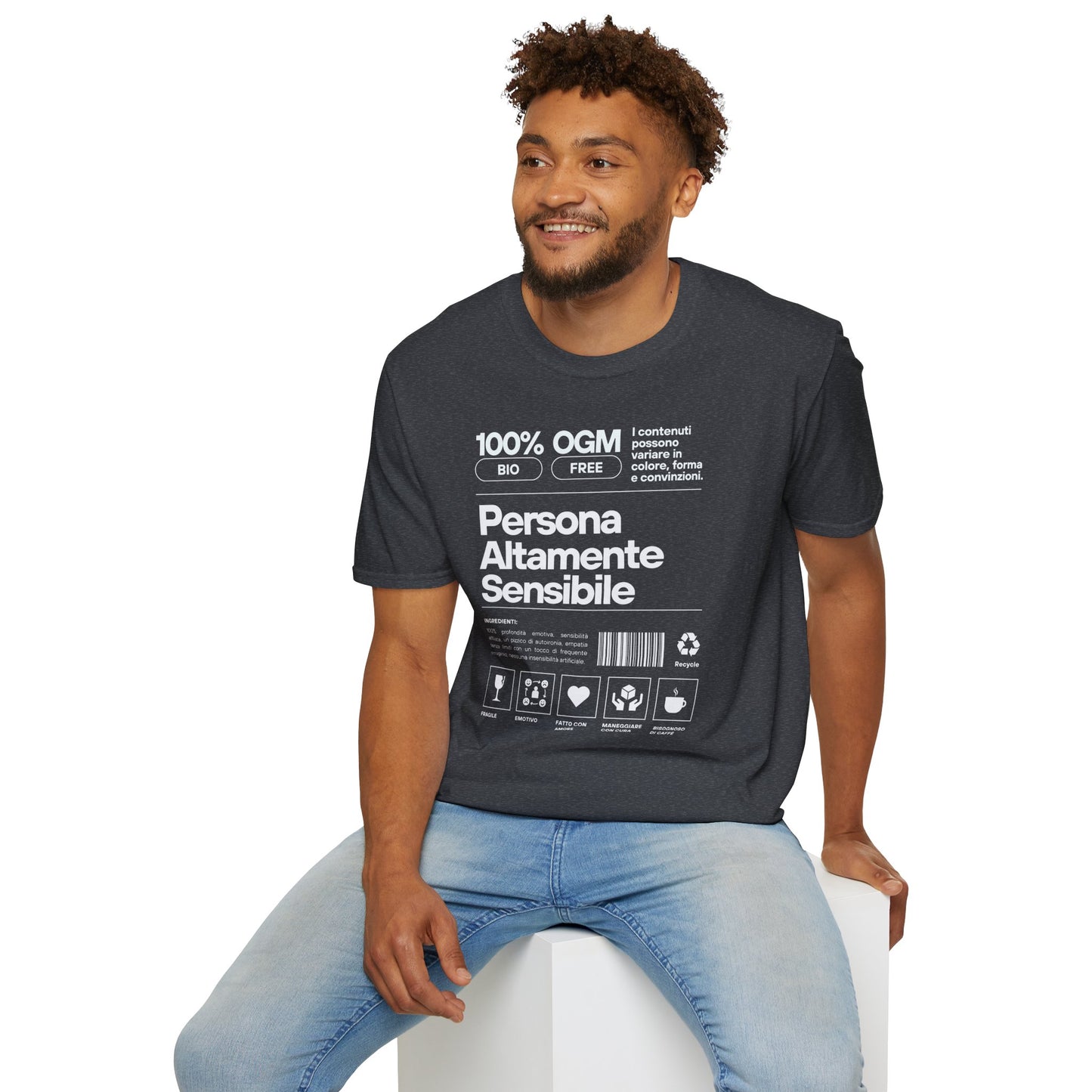 Persona Altamente Sensibile T-Shirt Unisex | Maglietta sensibilità ironica | T-shirt unisex carattere emotivo | Abbigliamento messaggio sensibile
