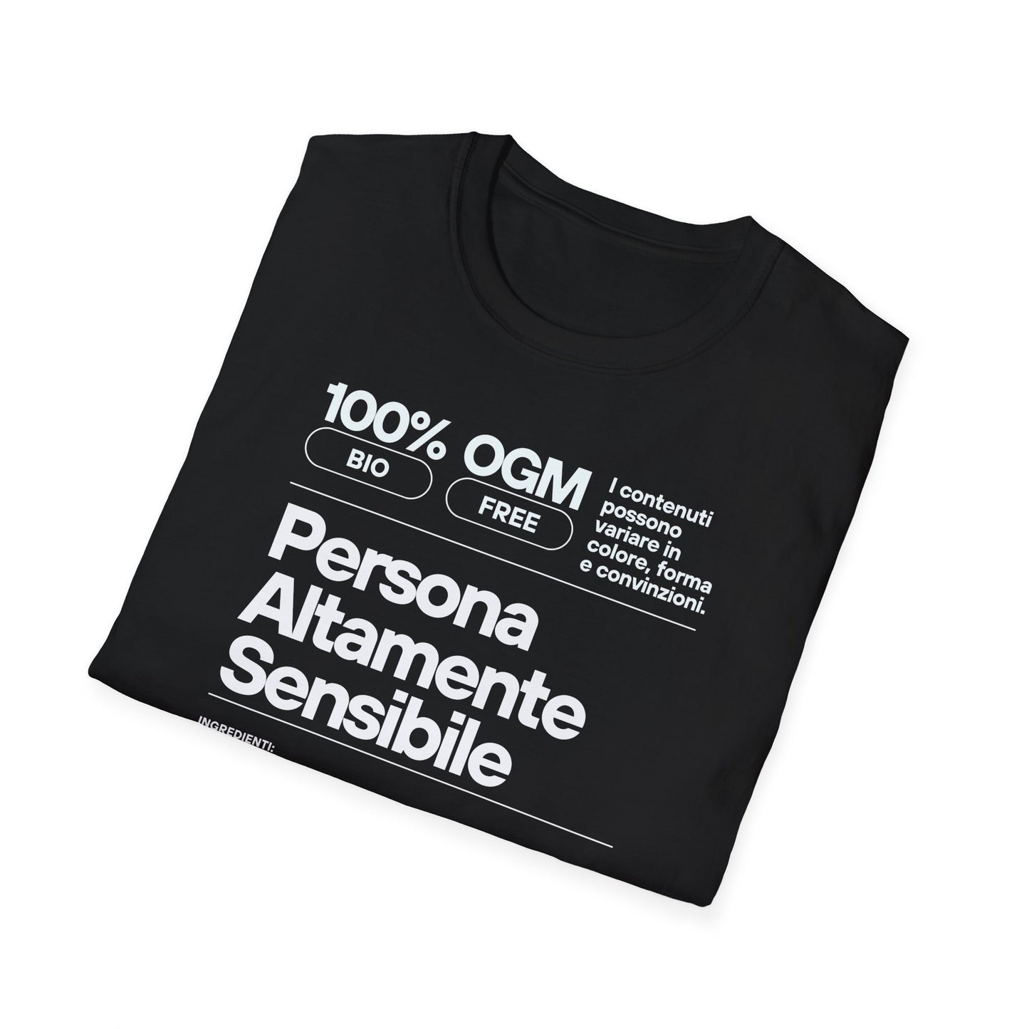 Persona Altamente Sensibile T-Shirt Unisex | Maglietta sensibilità ironica | T-shirt unisex carattere emotivo | Abbigliamento messaggio sensibile