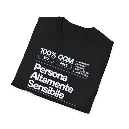 Persona Altamente Sensibile T-Shirt Unisex | Maglietta sensibilità ironica | T-shirt unisex carattere emotivo | Abbigliamento messaggio sensibile