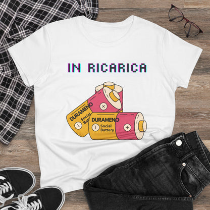 Retro Battery Graphic Cotton Tee - Recharge & Energize