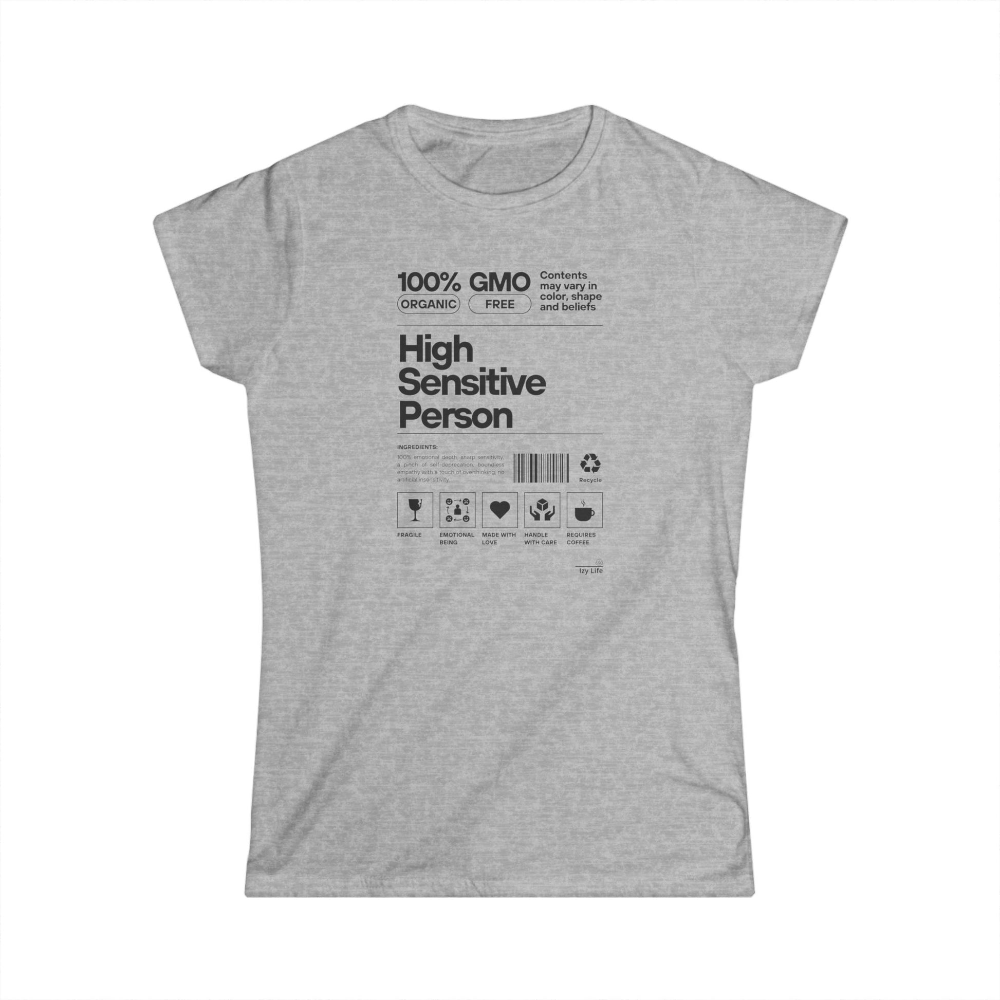 High Sensitive Person T-Shirt Donna Casual | T-shirt donna empatia elevata | Maglietta sensibilità donna | Abbigliamento donna statement tee