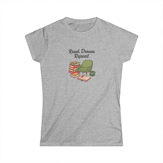 T-shirt Donna READ DREAM REPEAT Stile Casual | Maglietta donna read dream repeat | T-shirt lifestyle donna casual | Maglietta donna slogan motivazionale
