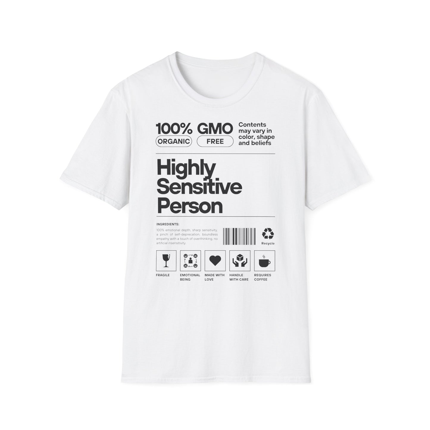Highly Sensitive Person T-Shirt Unisex Tee | Sensitive personality unisex shirt | Emotional awareness t-shirt | Minimal statement tee