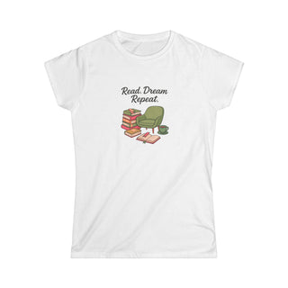 T-shirt Donna READ DREAM REPEAT Stile Casual | Maglietta donna read dream repeat | T-shirt lifestyle donna casual | Maglietta donna slogan motivazionale