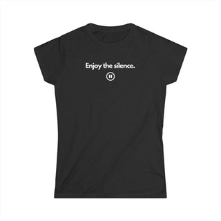 T-Shirt Donna ENJOY THE SILENCE Stile Casual | Maglietta donna enjoy the silence minimal | T-shirt donna messaggio silenzio | Maglietta stile casual donna moderna