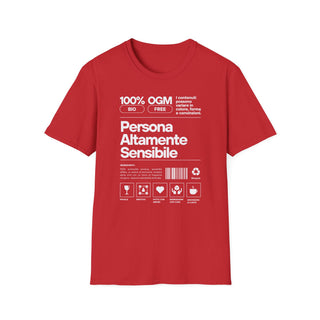 Persona Altamente Sensibile T-Shirt Unisex | Maglietta sensibilità ironica | T-shirt unisex carattere emotivo | Abbigliamento messaggio sensibile