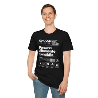 Persona Altamente Sensibile T-Shirt Unisex | Maglietta sensibilità ironica | T-shirt unisex carattere emotivo | Abbigliamento messaggio sensibile