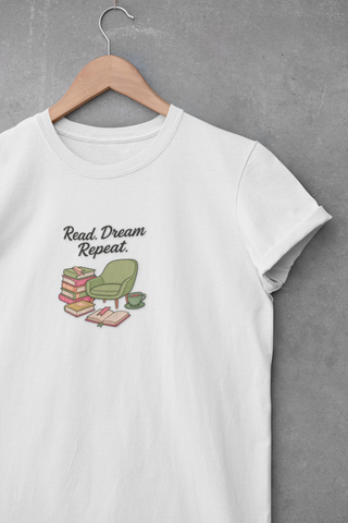 T-shirt Donna READ DREAM REPEAT Stile Casual | Maglietta donna read dream repeat | T-shirt lifestyle donna casual | Maglietta donna slogan motivazionale