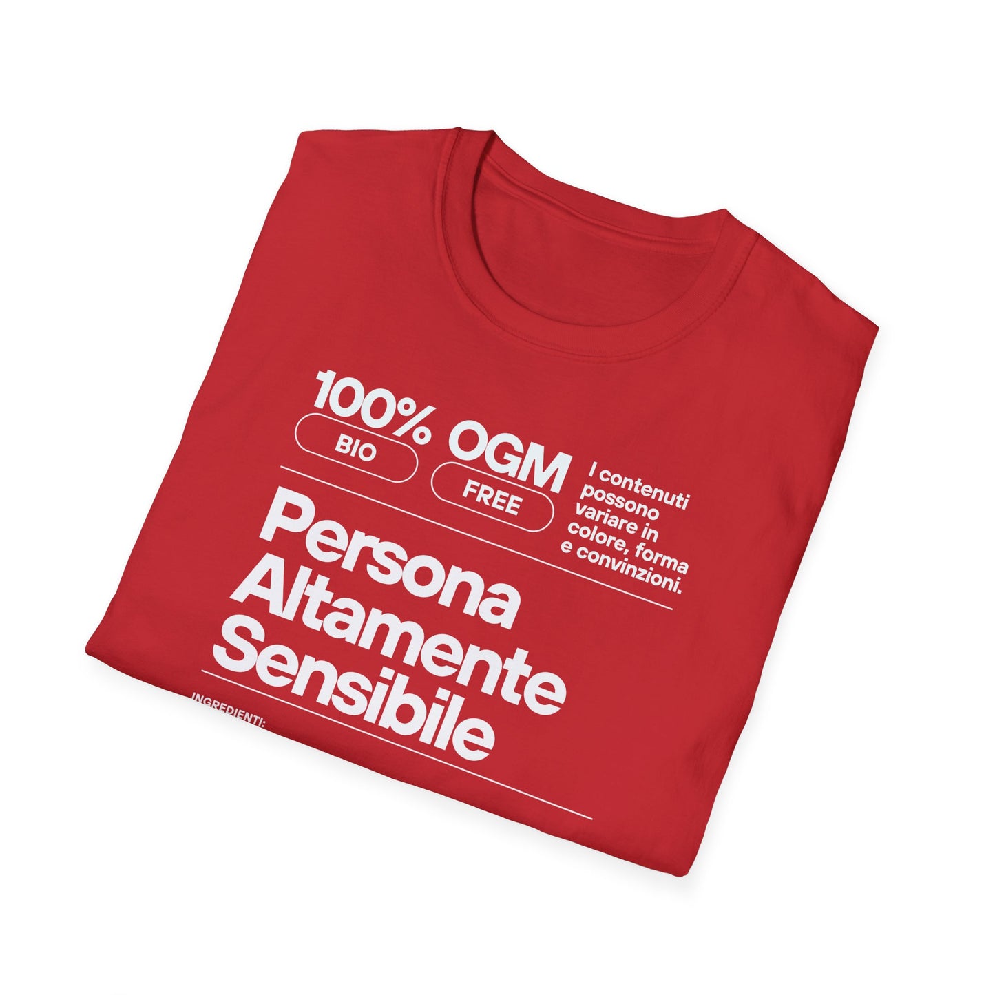 Persona Altamente Sensibile T-Shirt Unisex | Maglietta sensibilità ironica | T-shirt unisex carattere emotivo | Abbigliamento messaggio sensibile