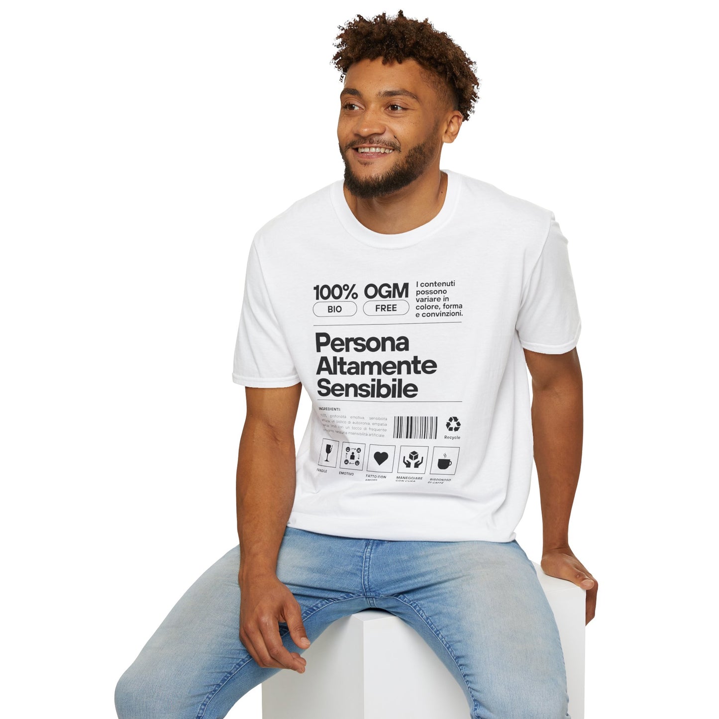 Persona Altamente Sensibile T-Shirt Unisex | Maglietta sensibilità ironica | T-shirt unisex carattere emotivo | Abbigliamento messaggio sensibile