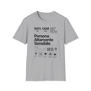 Persona Altamente Sensibile T-Shirt Unisex | Maglietta sensibilità ironica | T-shirt unisex carattere emotivo | Abbigliamento messaggio sensibile