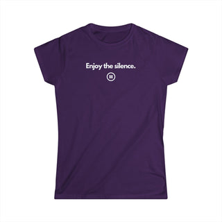 T-Shirt Donna ENJOY THE SILENCE Stile Casual | Maglietta donna enjoy the silence minimal | T-shirt donna messaggio silenzio | Maglietta stile casual donna moderna
