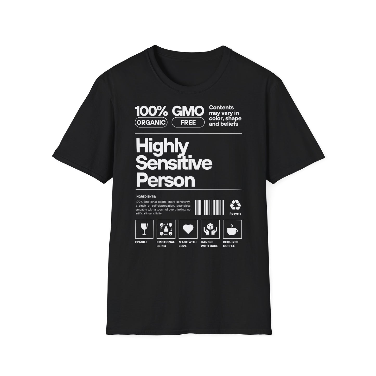 Highly Sensitive Person T-Shirt Unisex Tee | Sensitive personality unisex shirt | Emotional awareness t-shirt | Minimal statement tee