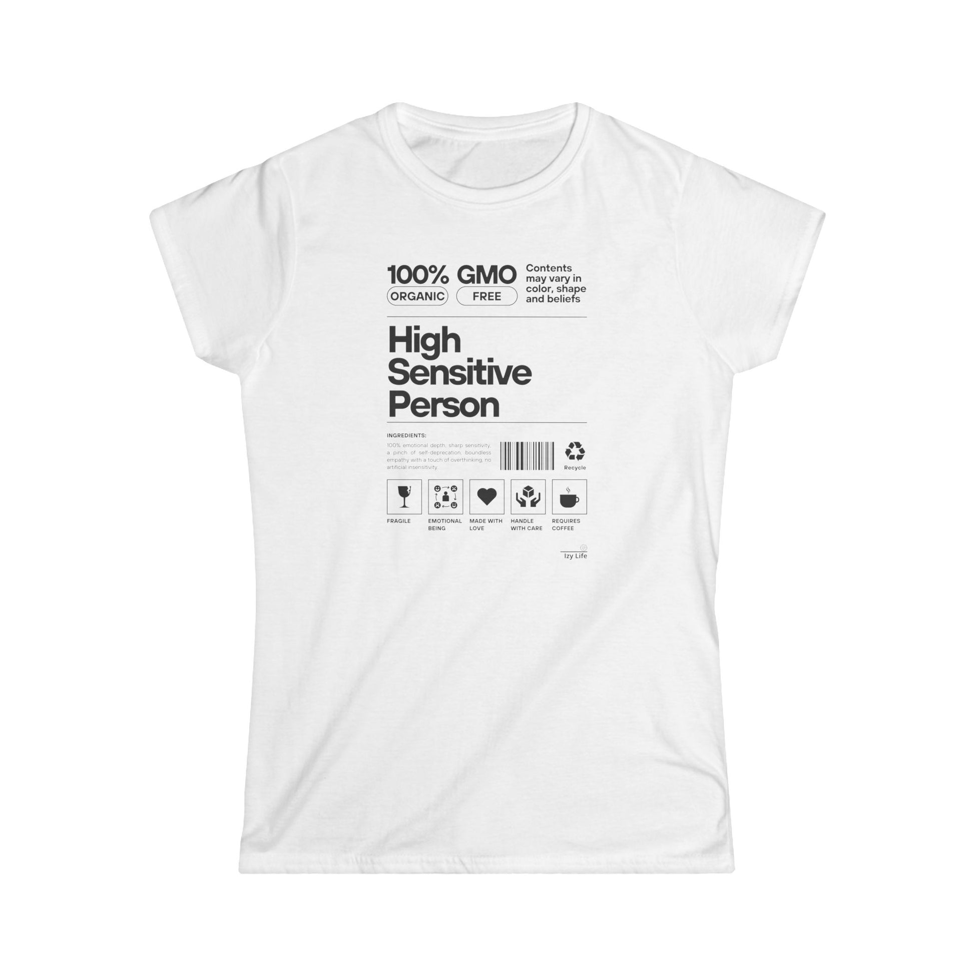 High Sensitive Person T-Shirt Donna Casual | T-shirt donna empatia elevata | Maglietta sensibilità donna | Abbigliamento donna statement tee
