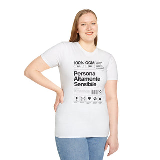 Persona Altamente Sensibile T-Shirt Unisex | Maglietta sensibilità ironica | T-shirt unisex carattere emotivo | Abbigliamento messaggio sensibile