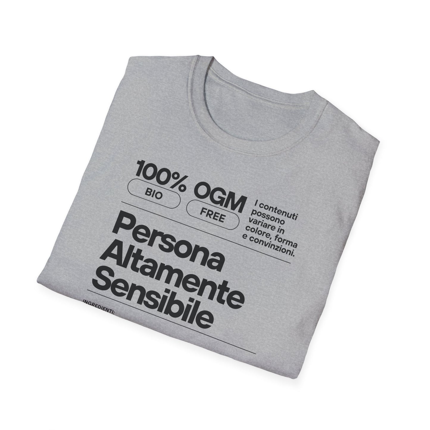 Persona Altamente Sensibile T-Shirt Unisex | Maglietta sensibilità ironica | T-shirt unisex carattere emotivo | Abbigliamento messaggio sensibile