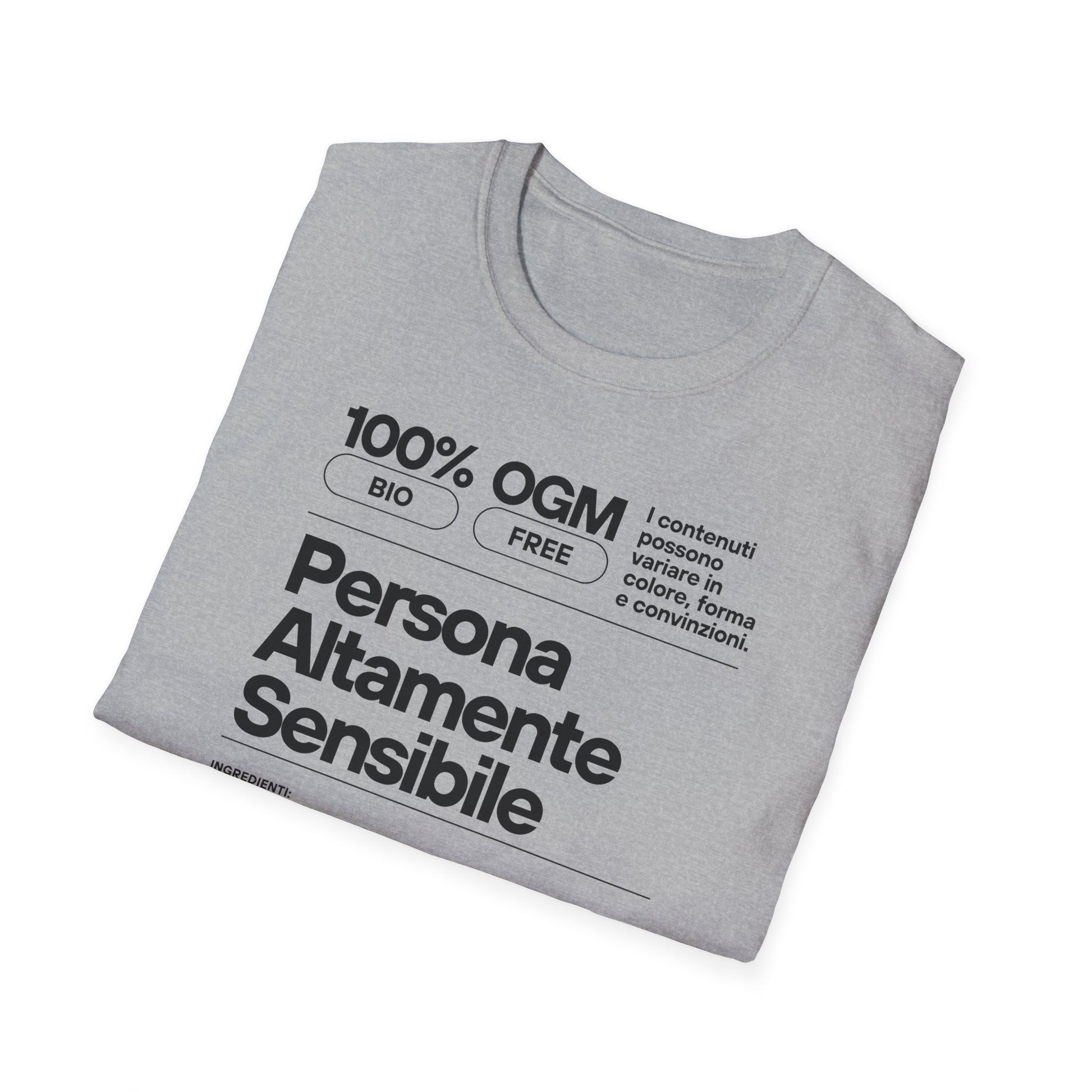 Persona Altamente Sensibile T-Shirt Unisex | Maglietta sensibilità ironica | T-shirt unisex carattere emotivo | Abbigliamento messaggio sensibile