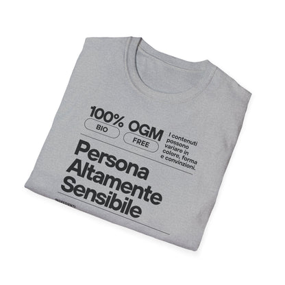 Persona Altamente Sensibile T-Shirt Unisex | Maglietta sensibilità ironica | T-shirt unisex carattere emotivo | Abbigliamento messaggio sensibile