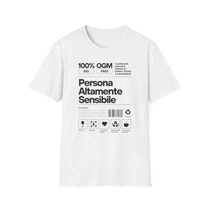 Persona Altamente Sensibile T-Shirt Unisex | Maglietta sensibilità ironica | T-shirt unisex carattere emotivo | Abbigliamento messaggio sensibile