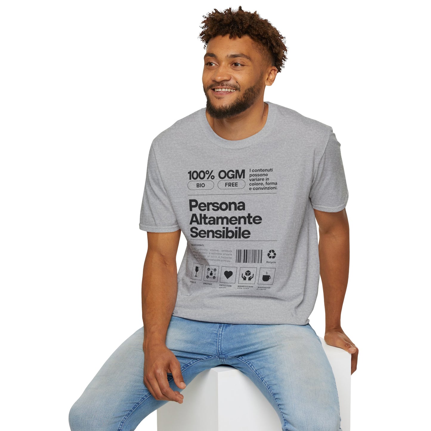 Persona Altamente Sensibile T-Shirt Unisex | Maglietta sensibilità ironica | T-shirt unisex carattere emotivo | Abbigliamento messaggio sensibile