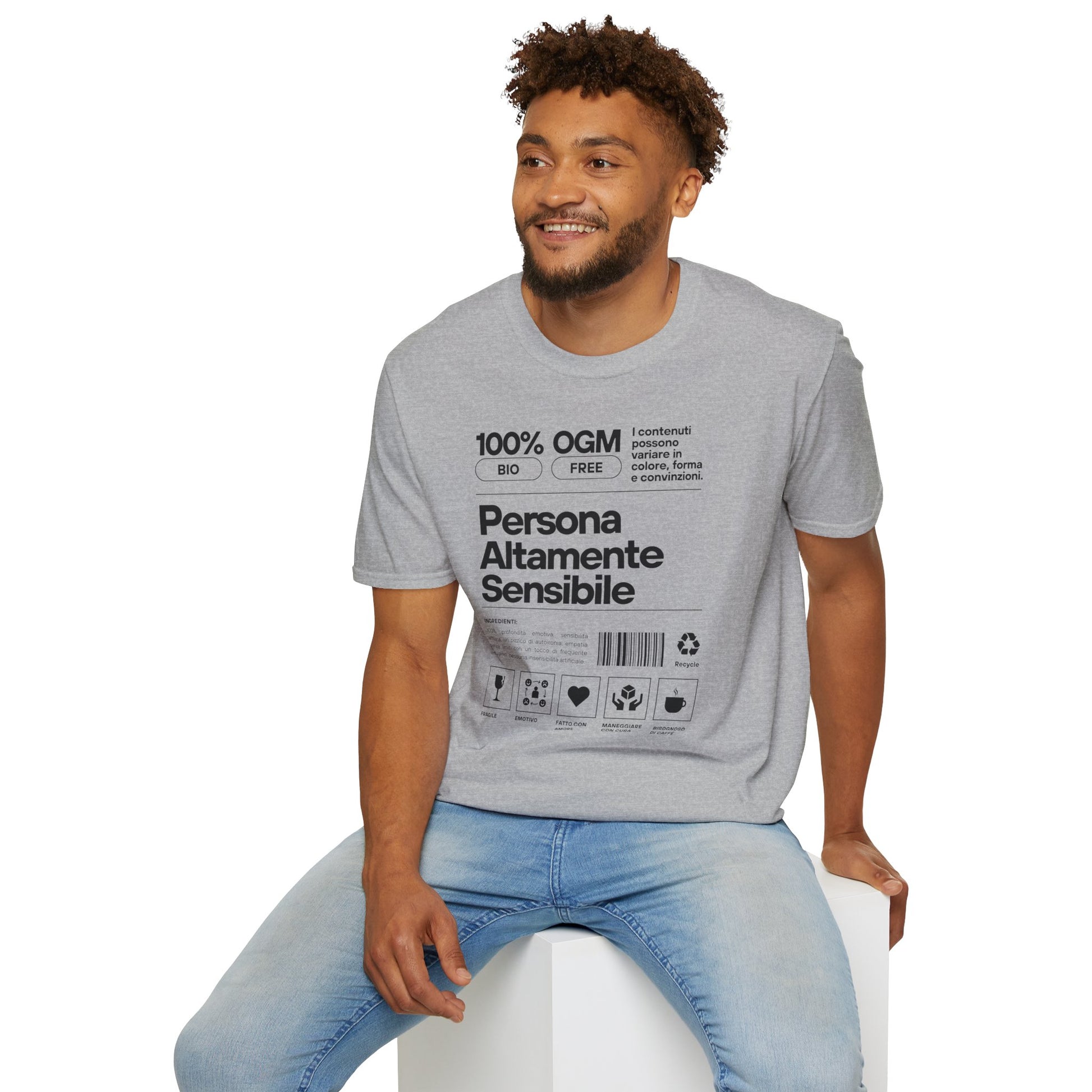 Persona Altamente Sensibile T-Shirt Unisex | Maglietta sensibilità ironica | T-shirt unisex carattere emotivo | Abbigliamento messaggio sensibile