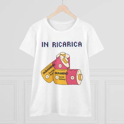 Retro Battery Graphic Cotton Tee - Recharge & Energize
