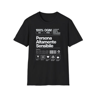 Persona Altamente Sensibile T-Shirt Unisex | Maglietta sensibilità ironica | T-shirt unisex carattere emotivo | Abbigliamento messaggio sensibile
