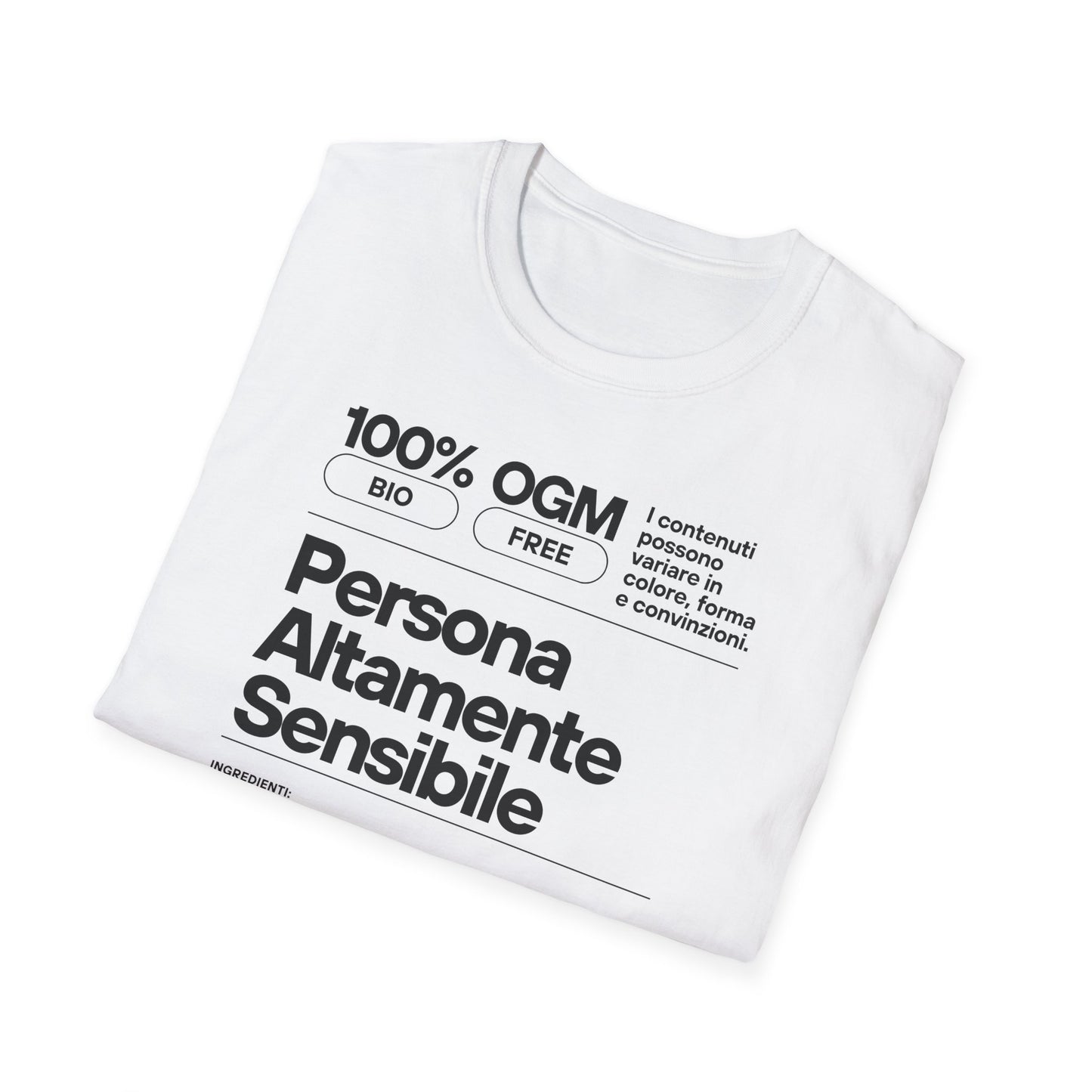 Persona Altamente Sensibile T-Shirt Unisex | Maglietta sensibilità ironica | T-shirt unisex carattere emotivo | Abbigliamento messaggio sensibile